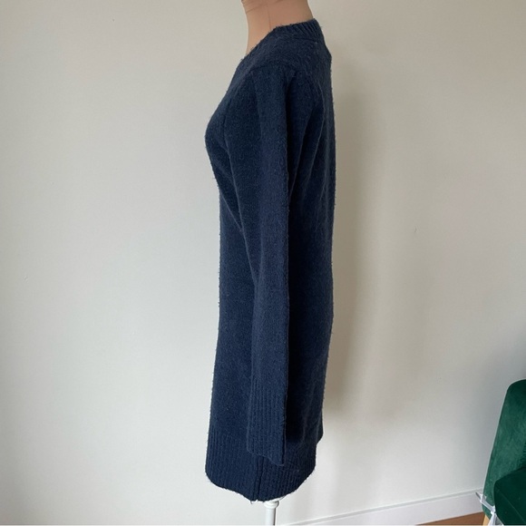 Sundry Puffsleeve Blue Wool Blend Long Sleeve Crewneck Sweater Dress NWT Sz 1/S - Picture 5 of 12